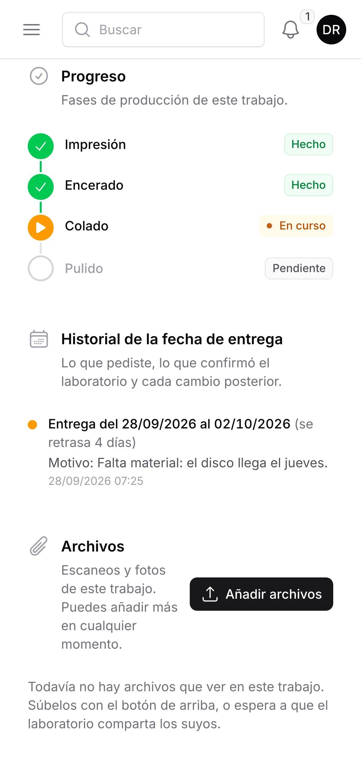 Portal de la clínica: progreso del trabajo con Colado en curso